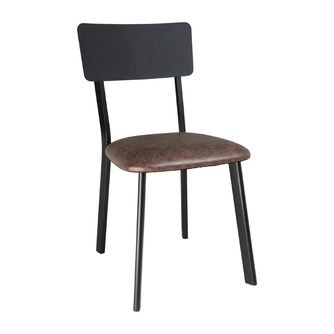Bolero Metal & PU Side Chairs Vintage Mocha (Pack 4) - DR301 Metal Dining Chairs Bolero