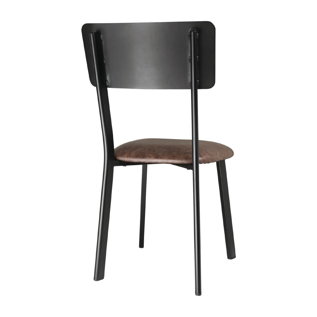Bolero Metal & PU Side Chairs Vintage Mocha (Pack 4) - DR301 Metal Dining Chairs Bolero
