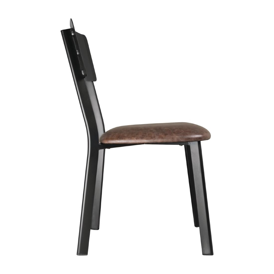 Bolero Metal & PU Side Chairs Vintage Mocha (Pack 4) - DR301 Metal Dining Chairs Bolero