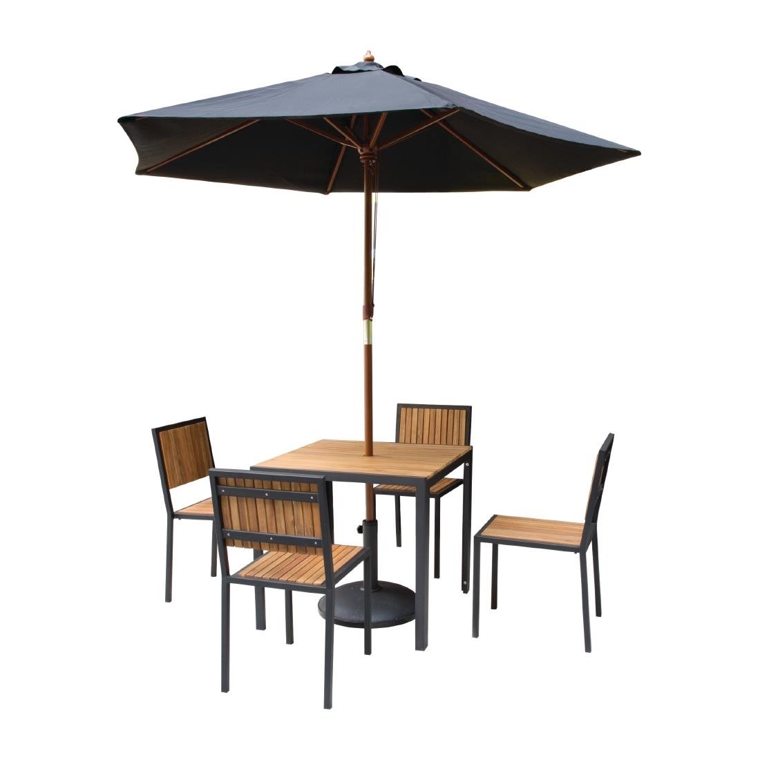 Bolero Square Steel and Acacia Table 800mm - DS152 Steel Tables Bolero