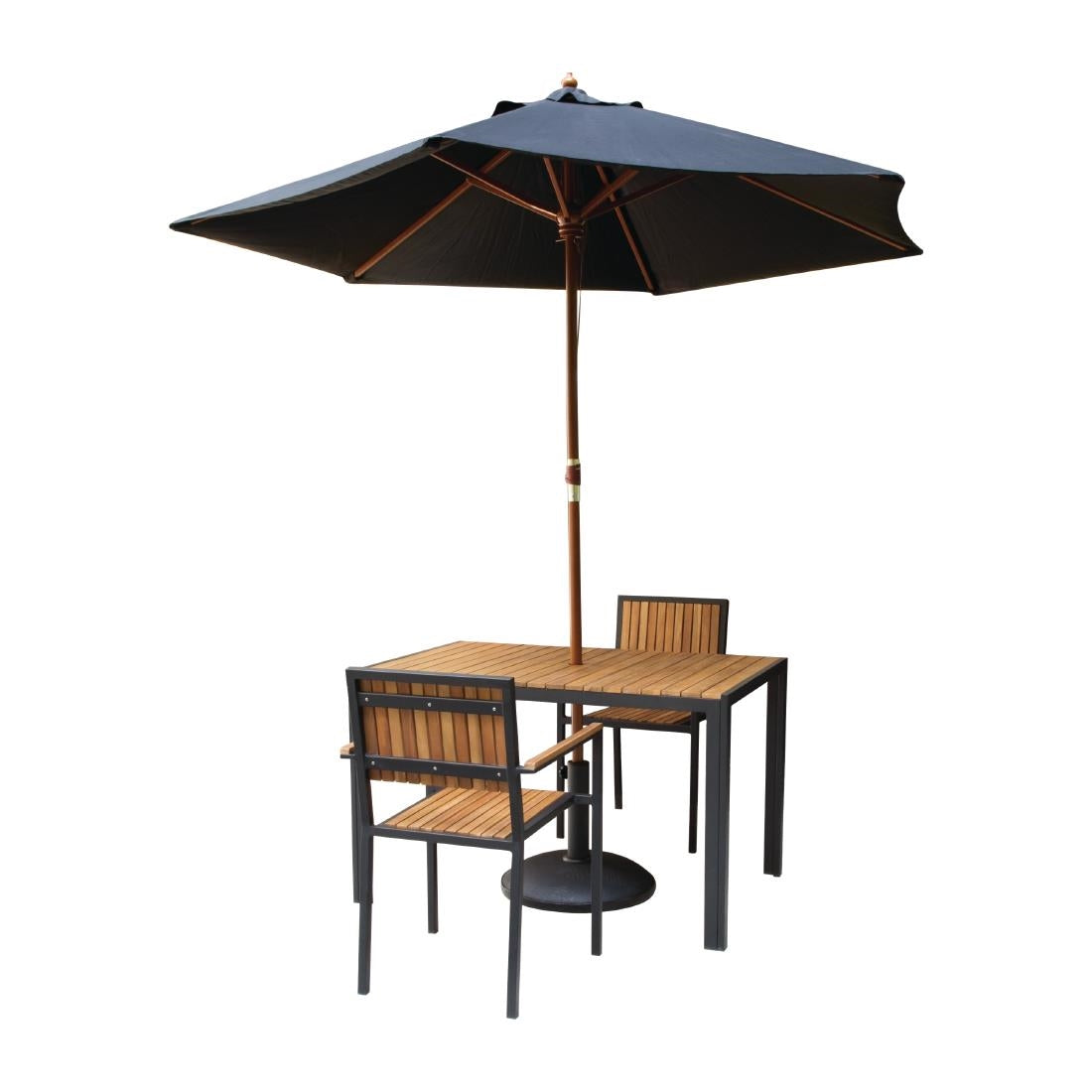 Bolero Steel & Acacia Armchair (Pack of 4) - DS151 Metal Dining Chairs Bolero