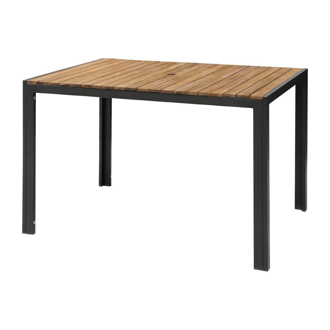 Bolero Acacia Wood and Steel Rectangular Table 1200mm - DS153 Steel Tables Bolero