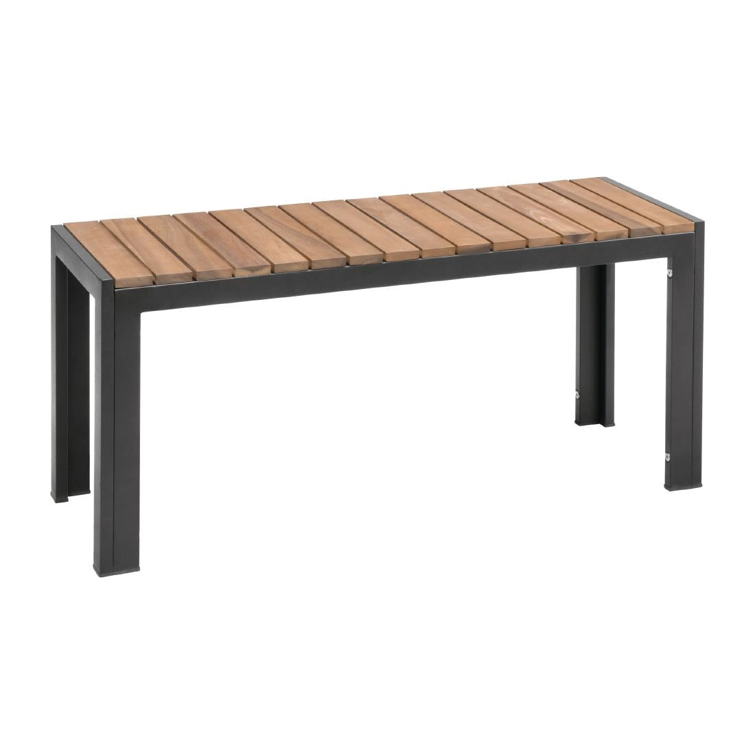 Bolero Rectangular Steel and Acacia Benches 1000mm (Pack of 2) - DS154 Benches Bolero