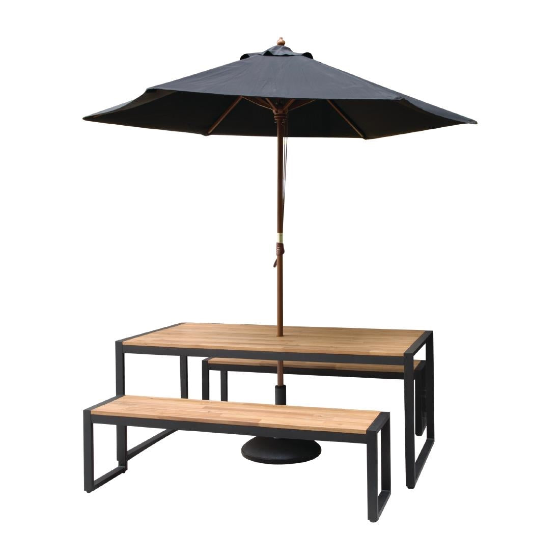 Bolero Acacia Wood and Steel Industrial Benches 1600mm (Pack of 2) - DS158 Benches Bolero