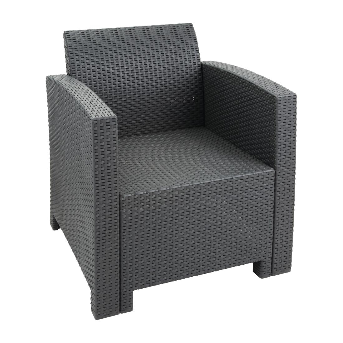 Bolero PP Armchair and Table Wicker Set Grey - DR309 Rattan & Wicker Effect Chairs Bolero