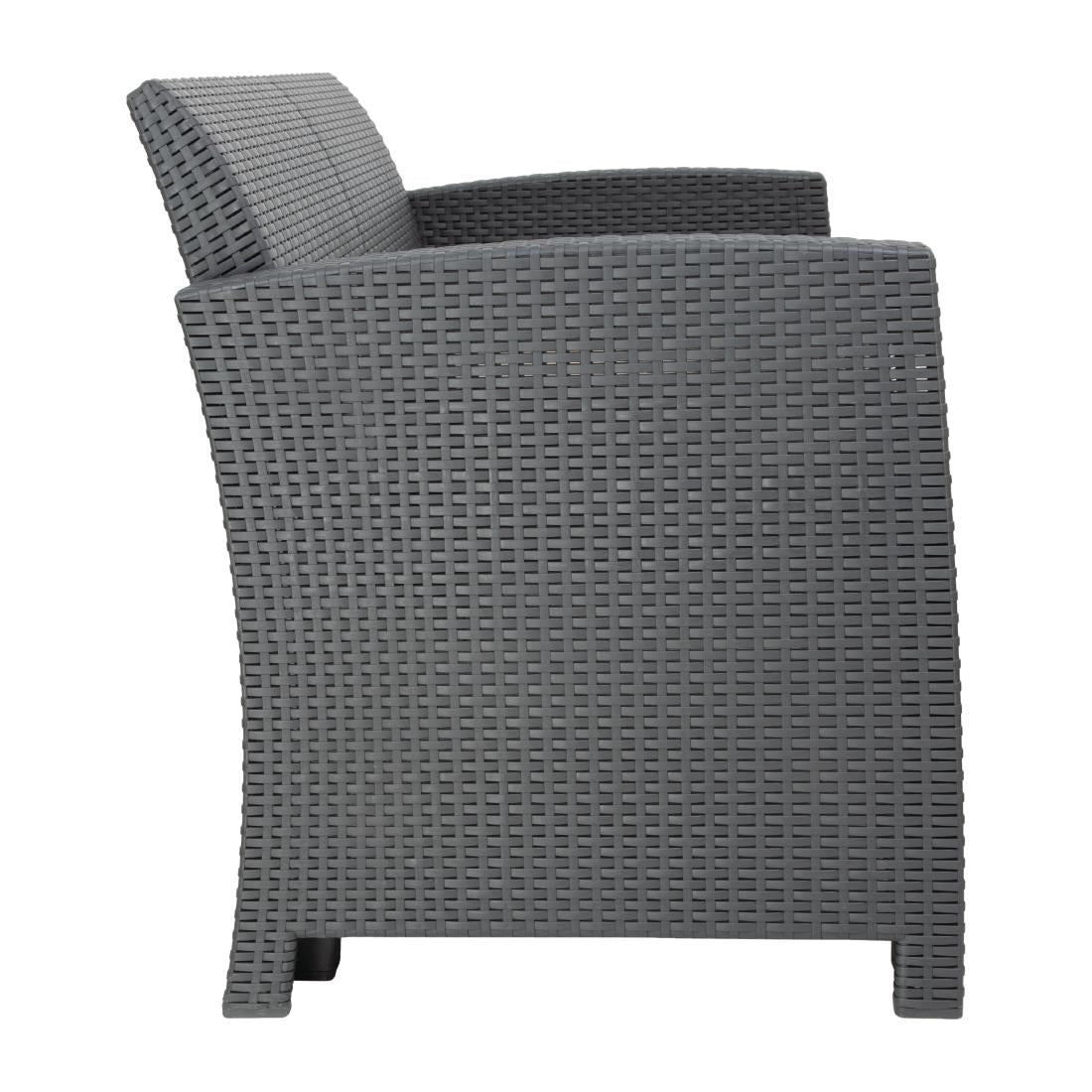 Bolero PP Armchair and Table Wicker Set Grey - DR309 Rattan & Wicker Effect Chairs Bolero