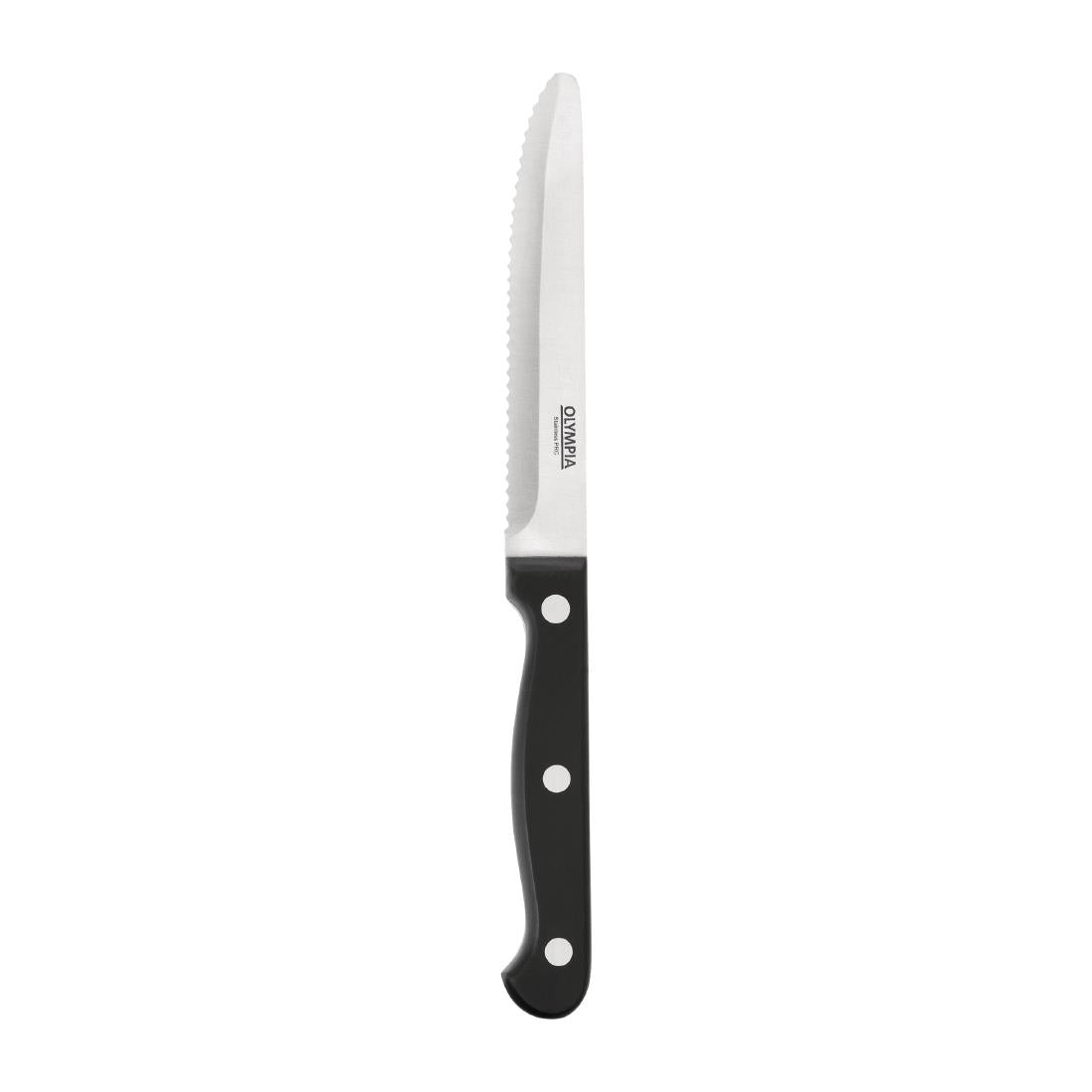 Olympia Rounded Steak Knives Black (Pack of 12) - CS716 Olympia