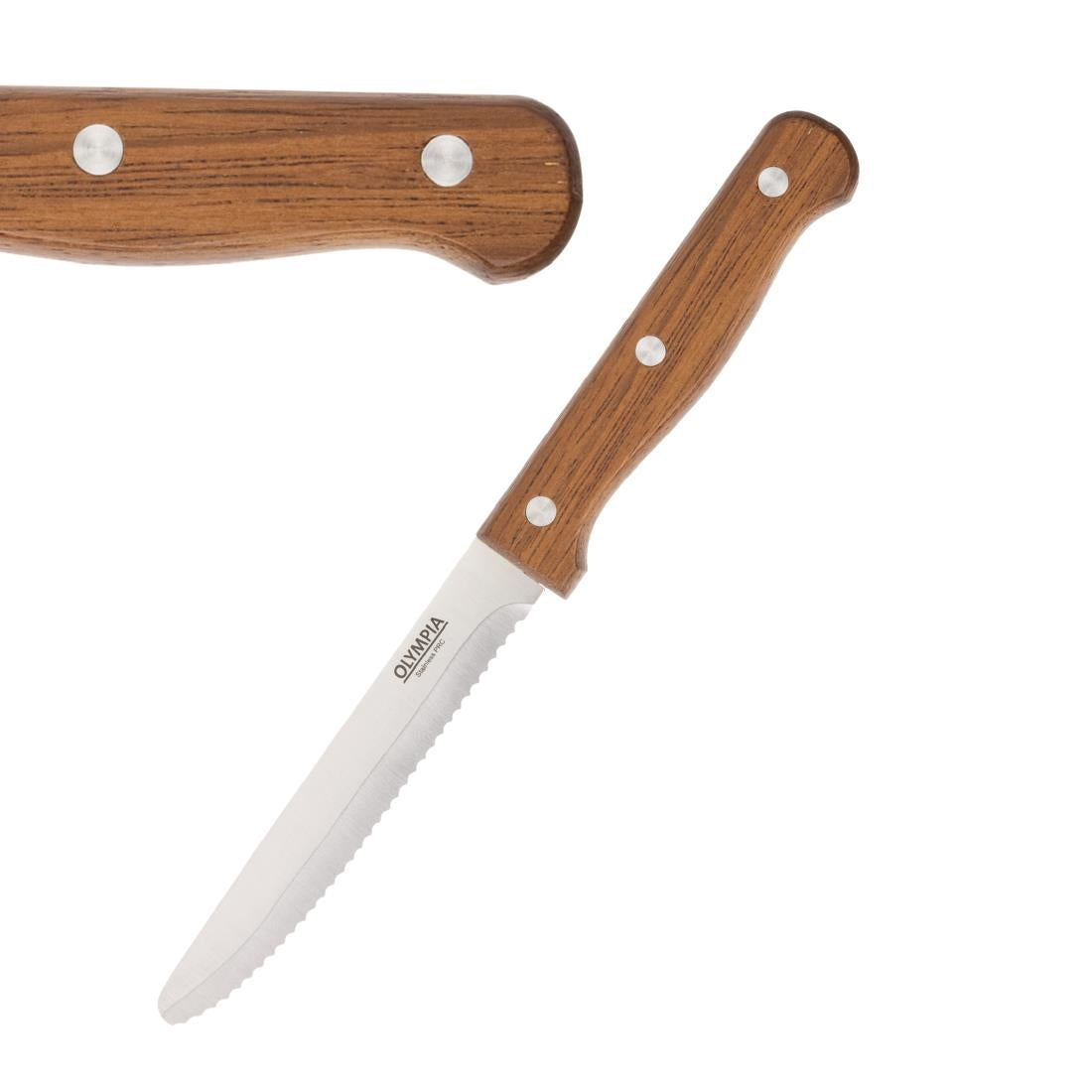 Olympia Rounded Steak Knives Wood (Pack of 12) - CS717 Olympia