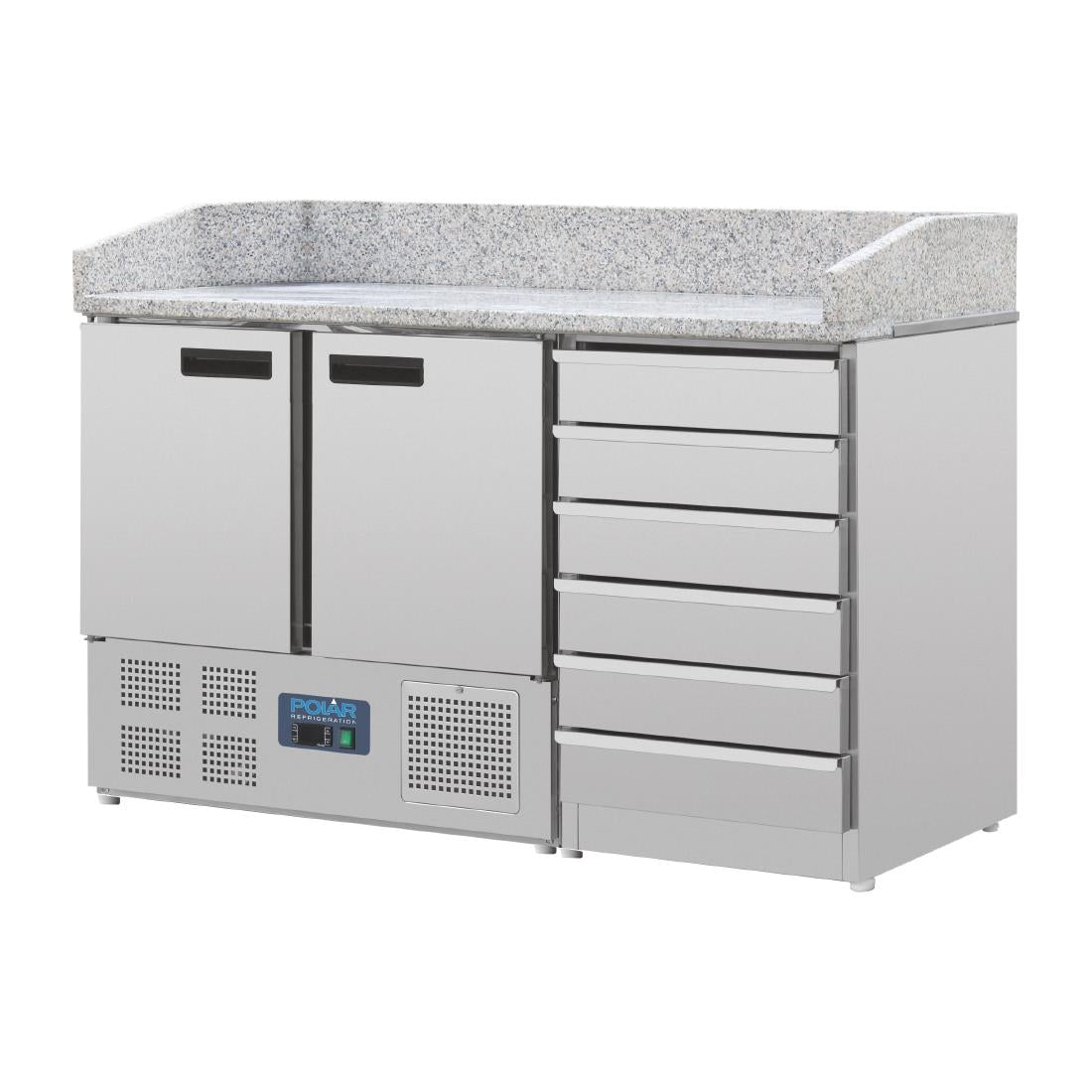 Polar G-Series Double Door Pizza Counter with Granite Top and Dough Drawers - CT425 Polar