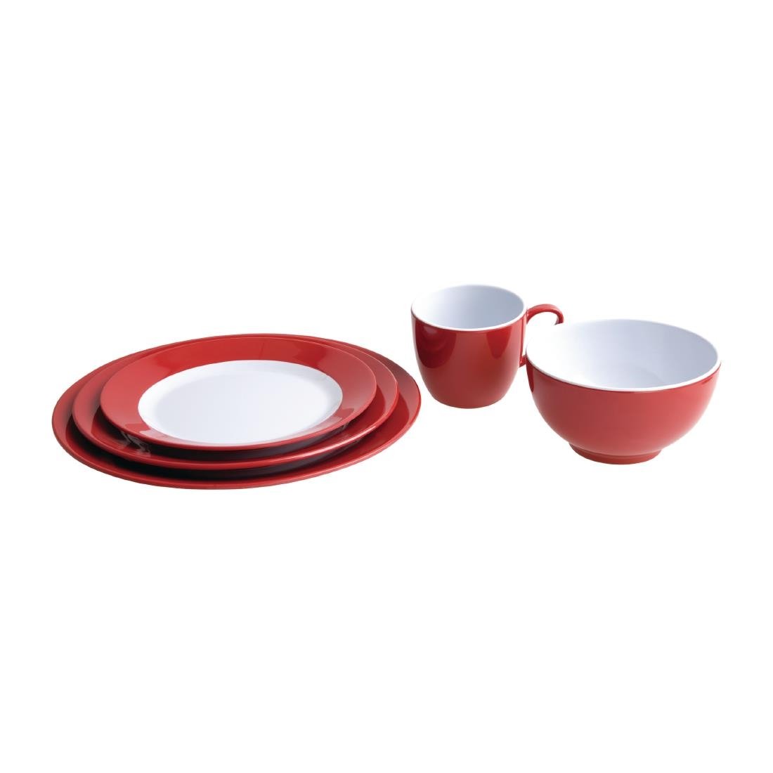 Olympia Kristallon Gala Colour Rim Melamine Plate Red 260mm (Pack of 6) - DE602 Plates Olympia