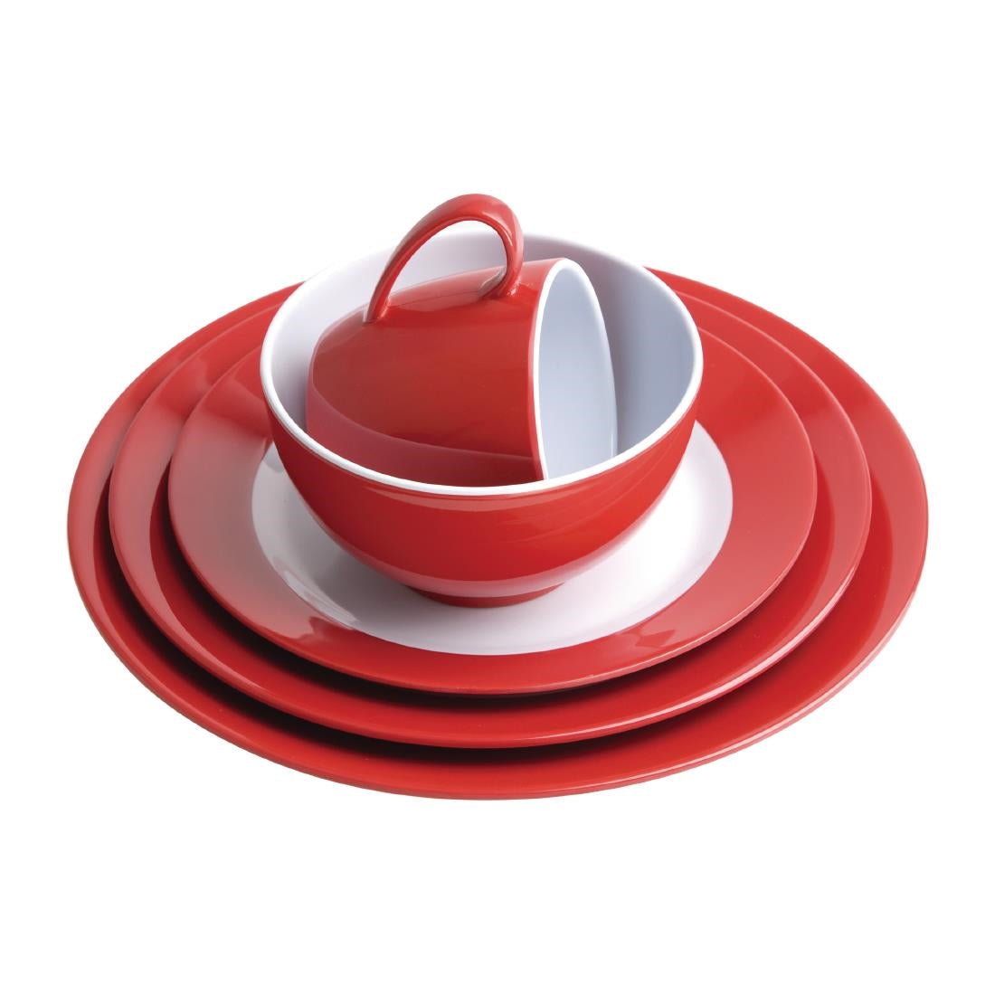 Olympia Kristallon Gala Colour Rim Melamine Plate Red 230mm (Pack of 6) - DE601 Plates Olympia