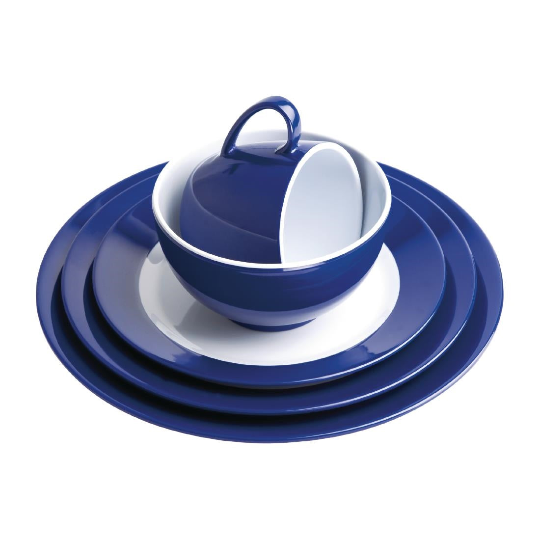 Olympia Kristallon Gala Colour Rim Melamine Plate Blue 268mm (Pack of 6) - DE607 Plates Olympia