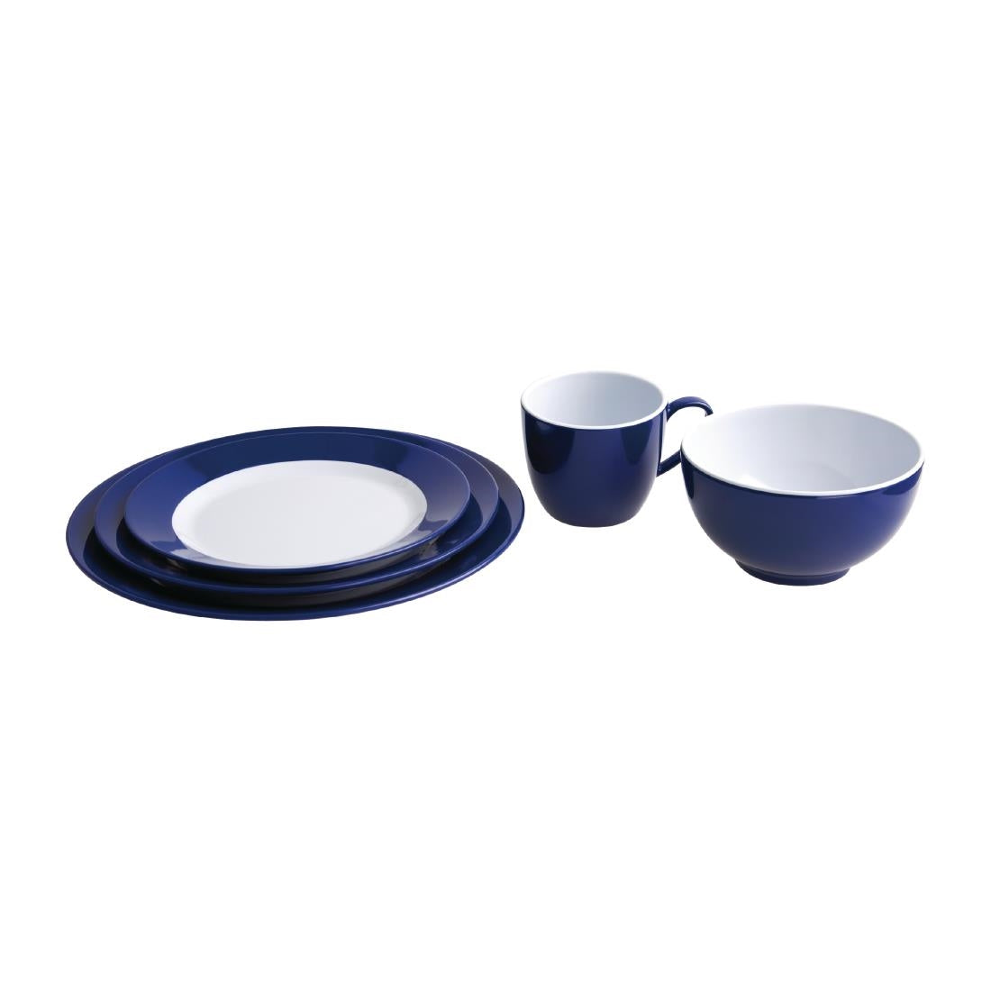 Olympia Kristallon Gala Colour Rim Melamine Plate Blue 268mm (Pack of 6) - DE607 Plates Olympia