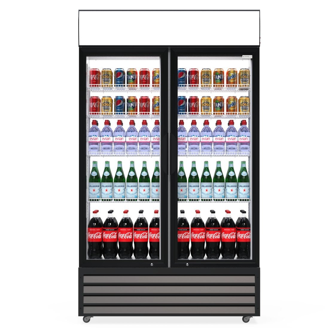 Empire Double Hinged Door Display Cooler with Merchandising Canopy - SS-P688WB-A Upright Double Glass Door Chillers Empire   