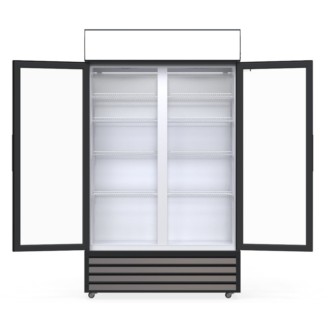 Empire Premium Double Hinged Door Display Cooler with Merchandising Canopy - SS-P688WB-A-EE Upright Double Glass Door Chillers Empire