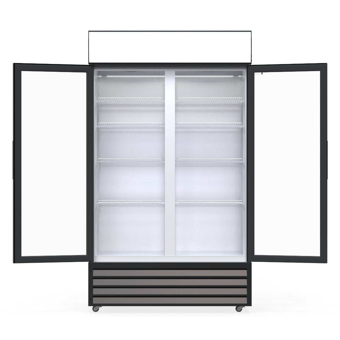 Empire Premium Double Hinged Door Display Cooler with Merchandising Canopy - SS-P688WB-A-EE Upright Double Glass Door Chillers Empire   