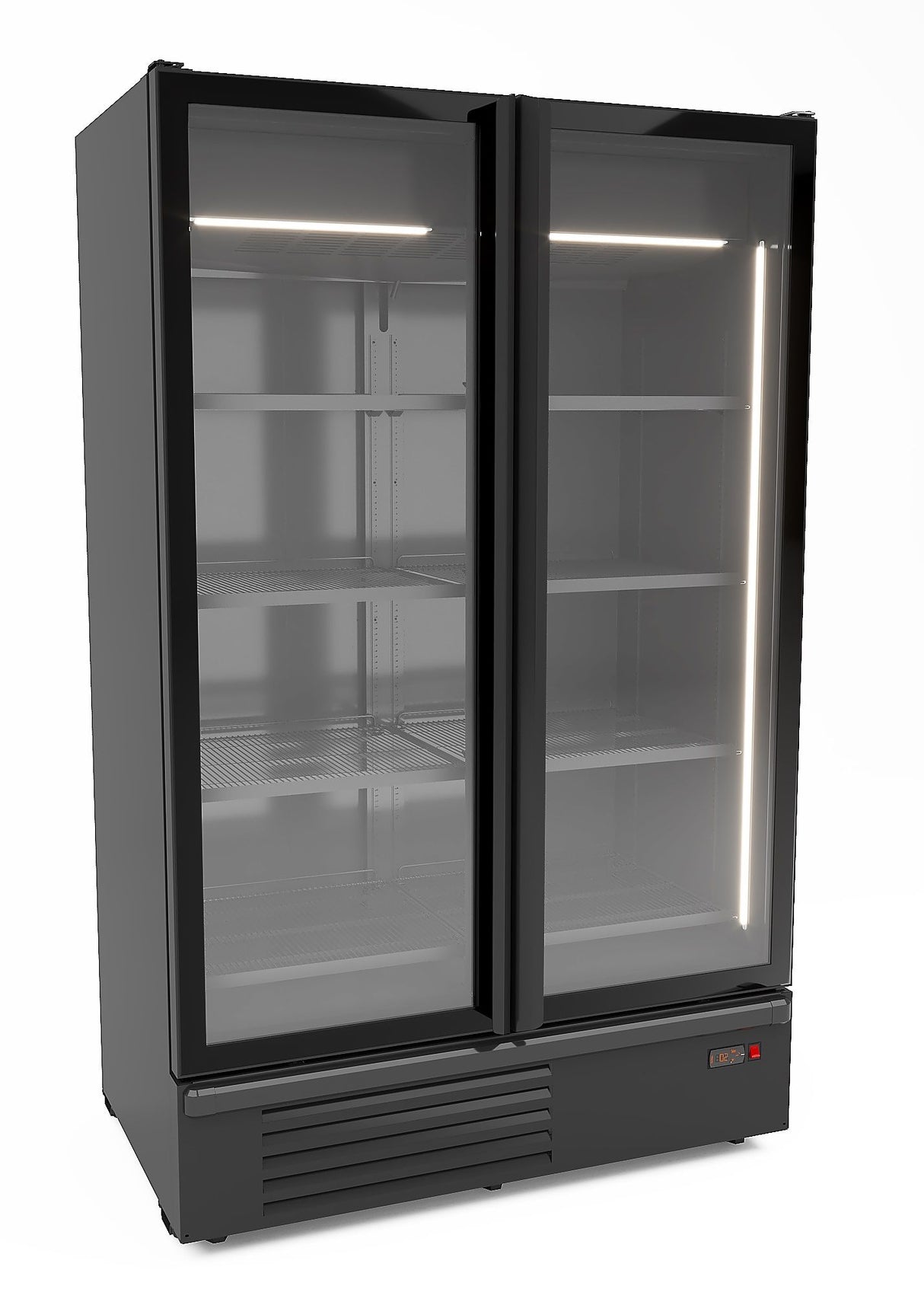 Combisteel Double Hinged Glass Door Fridge Merchandiser Black 1200Ltr | 7072.1110 Upright Double Door Bottle Coolers Combisteel