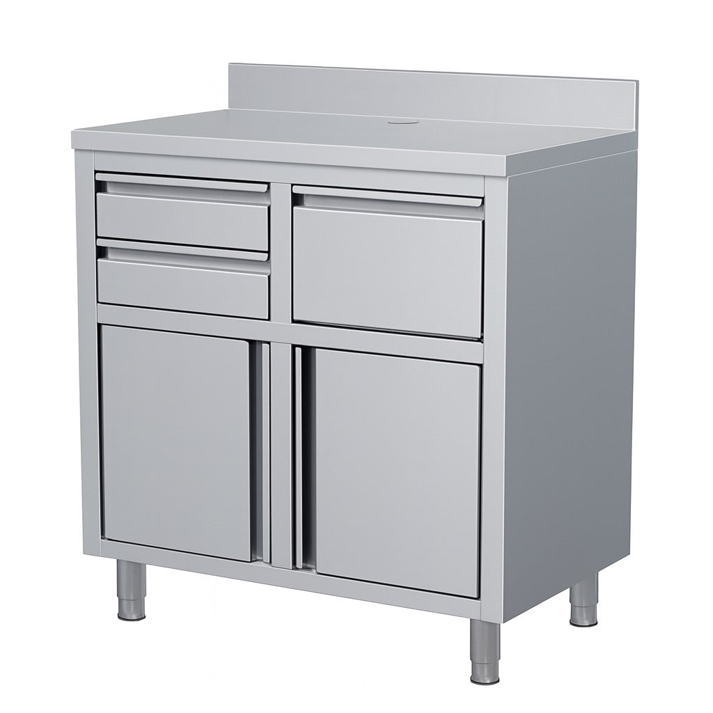 Combisteel 1000mm Stainless Steel Coffee Work Station Unit with Drawers & Storage | 7088.1000 Back Bar Coffee Units Combisteel