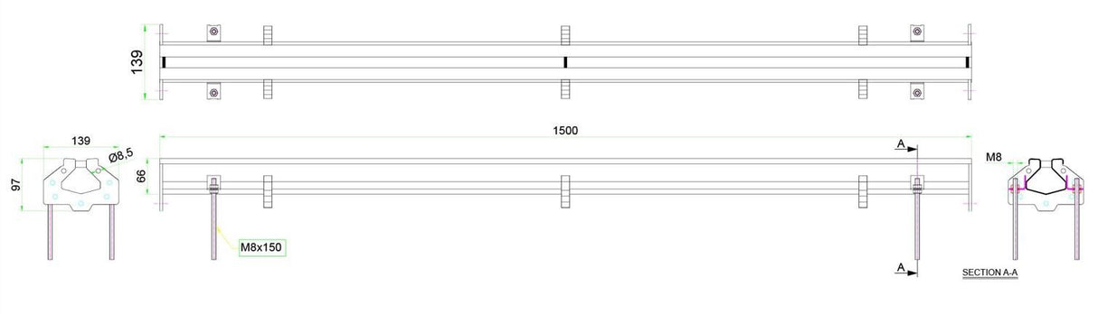 Combisteel Kitchen Trench Drain Connectable Slotted Channel 1500 x 65mm - 7107.0015 Trench Slot Channels Combisteel