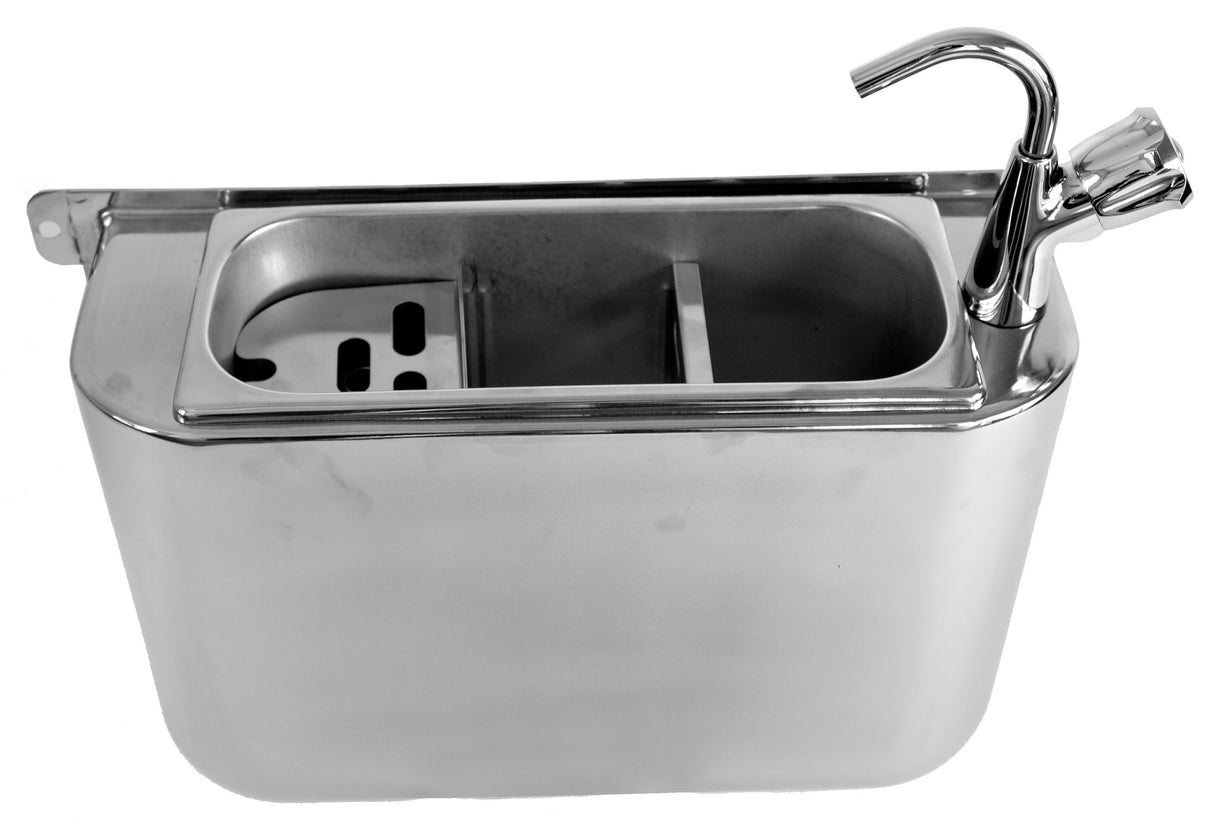 Combisteel Sink For Ice Cream Scoop With Water Tap 410X120X270 With Water Drain Hole, Water Connection And Overflow Pipe - 7108.0025 Combisteel Accessories & Spare Parts Combisteel
