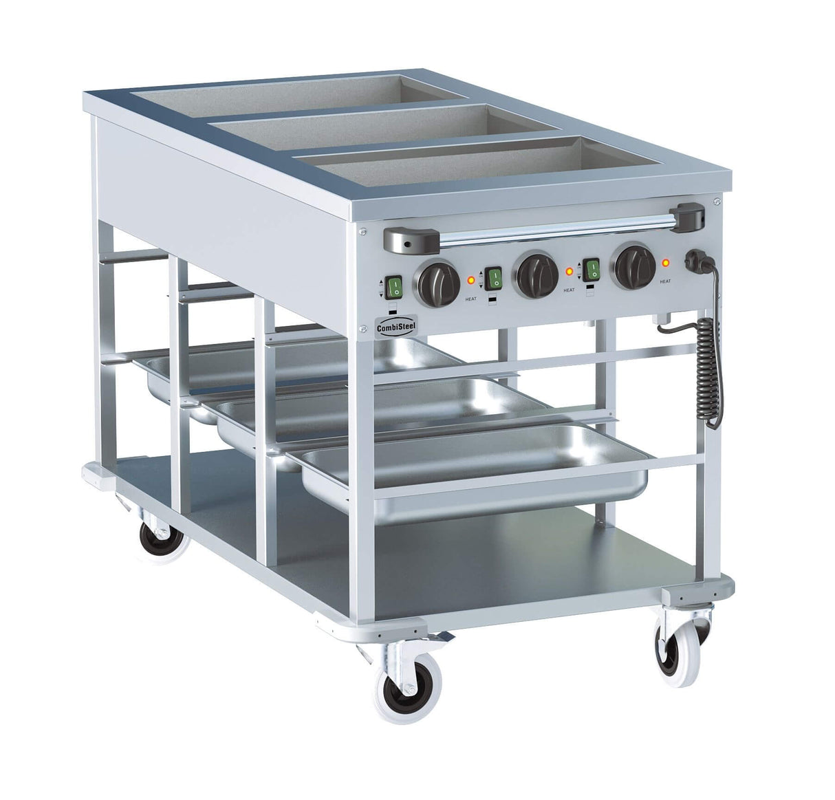 Combisteel Mobile Bain Marie 3 x 1/1 GN Heated Electric Servery | 7178.1160 Bain Maries Combisteel