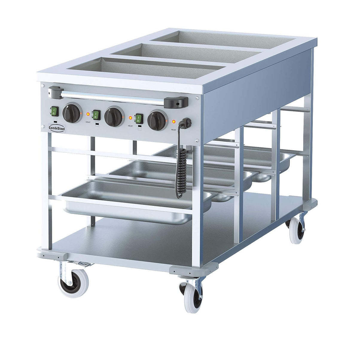 Combisteel Mobile Bain Marie 3 x 1/1 GN Heated Electric Servery | 7178.1160 Bain Maries Combisteel
