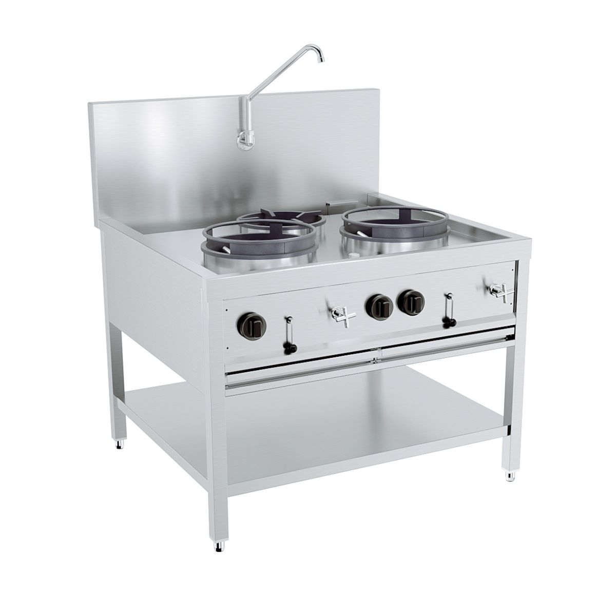 Combisteel Gas Wok 3 Burner Stove Cooker 2 x 17kW + 1 x 9kW - 7178.1205 Wok Cookers & Burners Combisteel