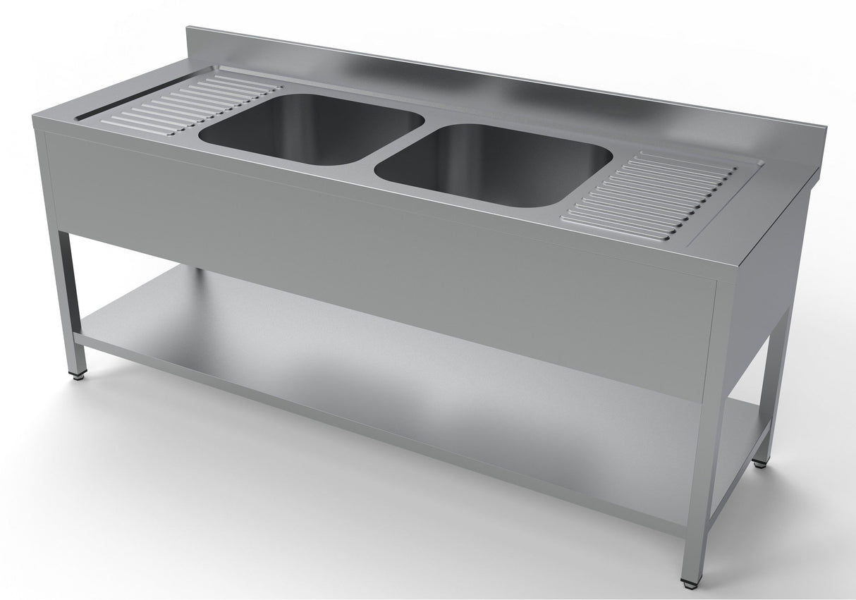 Combisteel Stainless Steel Sink Double Bowl 2000mm Wide - 7333.0870 Double Bowl Sinks Combisteel