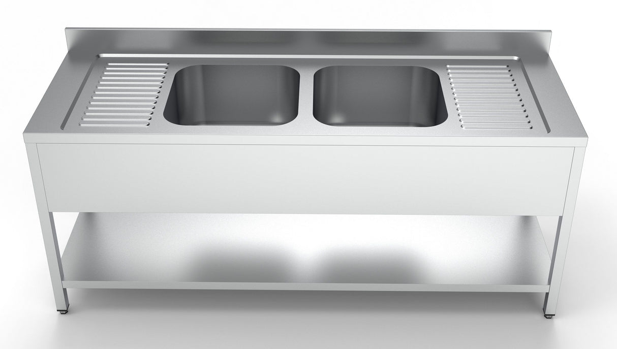 Combisteel Stainless Steel Sink Double Bowl 2000mm Wide - 7333.0870 Double Bowl Sinks Combisteel