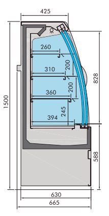 Combisteel Cold Display Noah With Sliding Doors 1.9 - 7350.0030 Refrigerated Floor Standing Display Combisteel