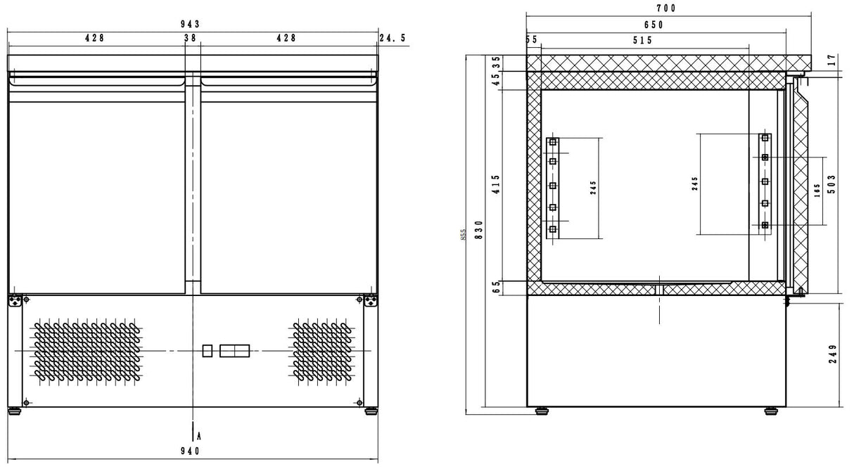 Combisteel Refrigerated Negative Counter 2 Doors - 7450.0079 Refrigerated Counters - Double Door Combisteel