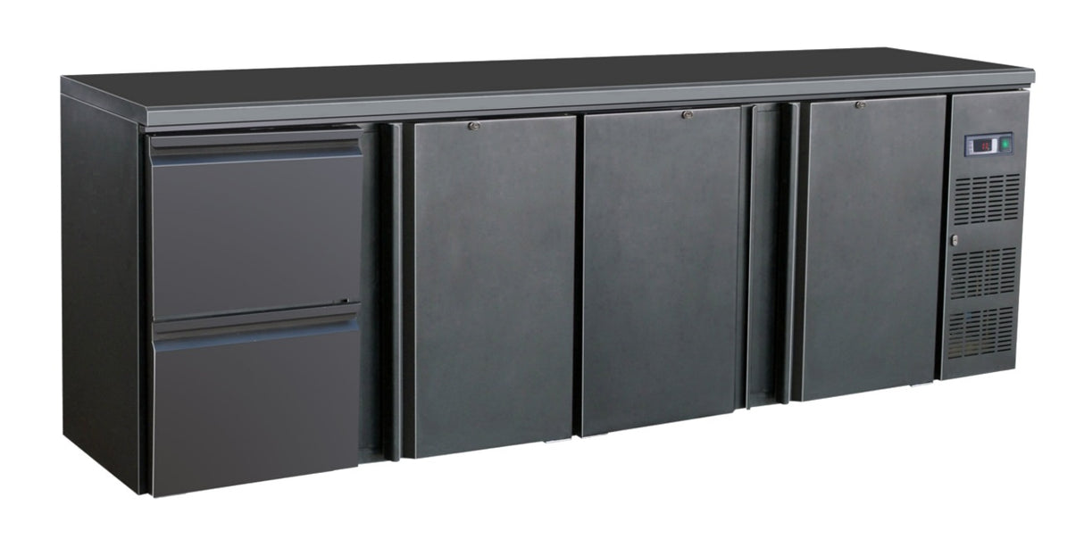 Combisteel Barcooler Black 3 Doors And 2 Drawers | 7450.0326 Drawer Bottle Coolers Combisteel