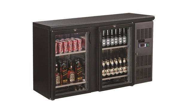 Combisteel Backbar Cooler Black 2 Glass Doors - 7450.0335 Double Door Bottle Coolers Combisteel