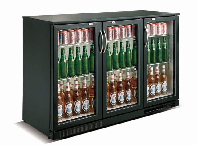 Combisteel Backbar Cooler Black 3 Doors - 7455.1310 Triple Door Bottle Coolers Combisteel