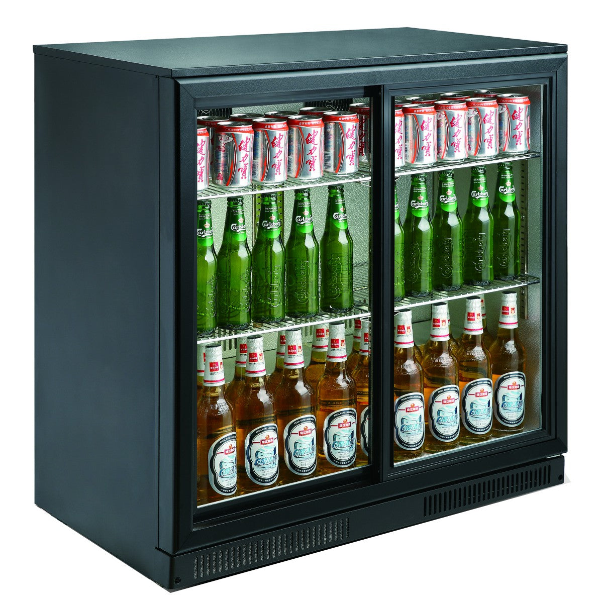 Combisteel Backbar Cooler Black 2 Sliding Doors - 7455.1315 Double Door Bottle Coolers Combisteel