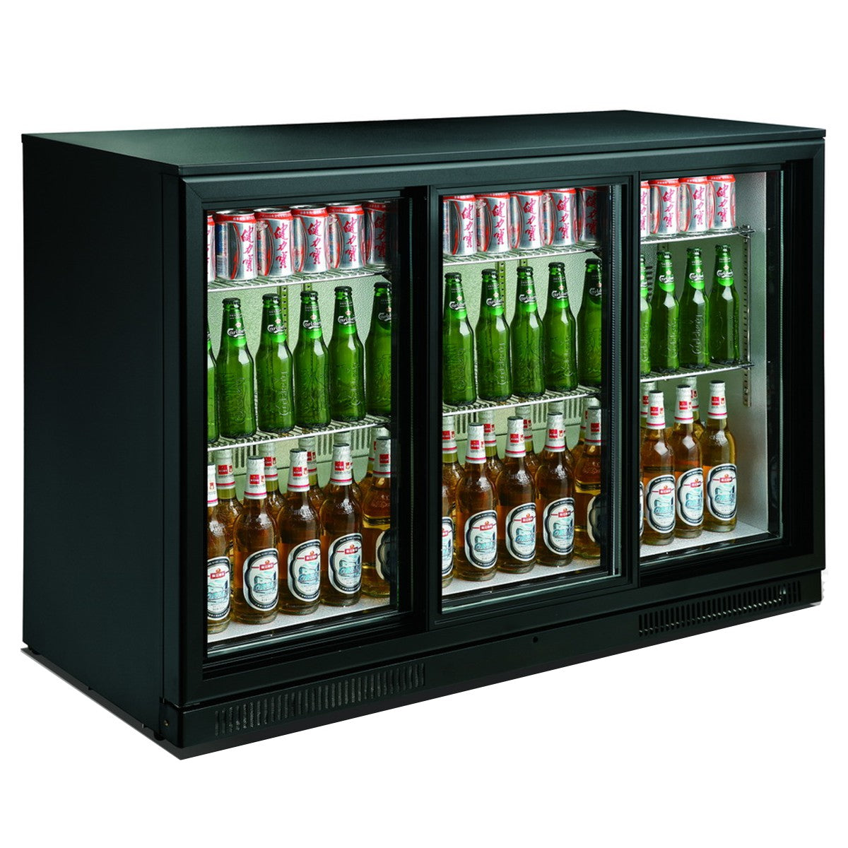 Combisteel Backbar Cooler Black 3 Sliding Doors - 7455.1320 Triple Door Bottle Coolers Combisteel