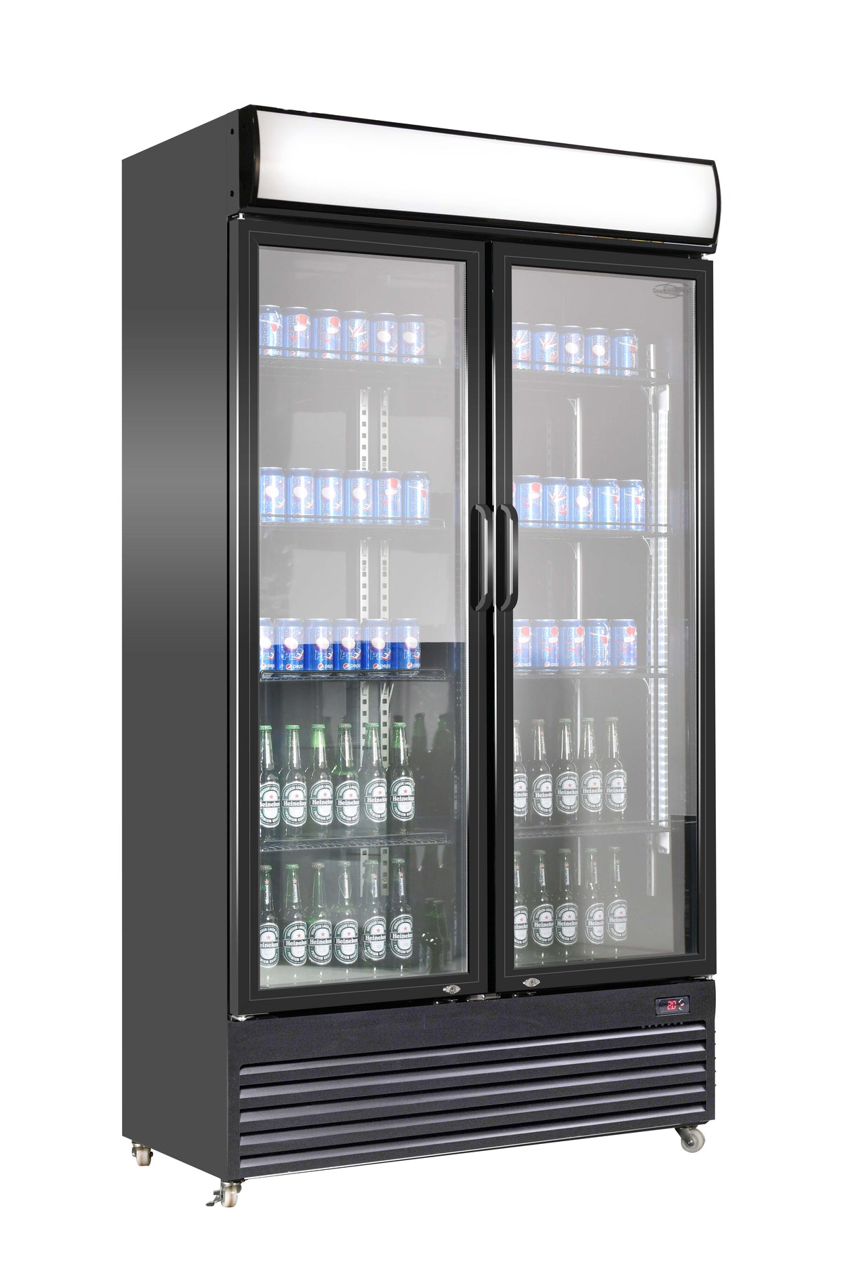 Combisteel BEZ-780 GD Black Double Glass Door Refrigerator – Commercial Display Fridge | 7455.1394 Upright Glass Door Fridges Combisteel