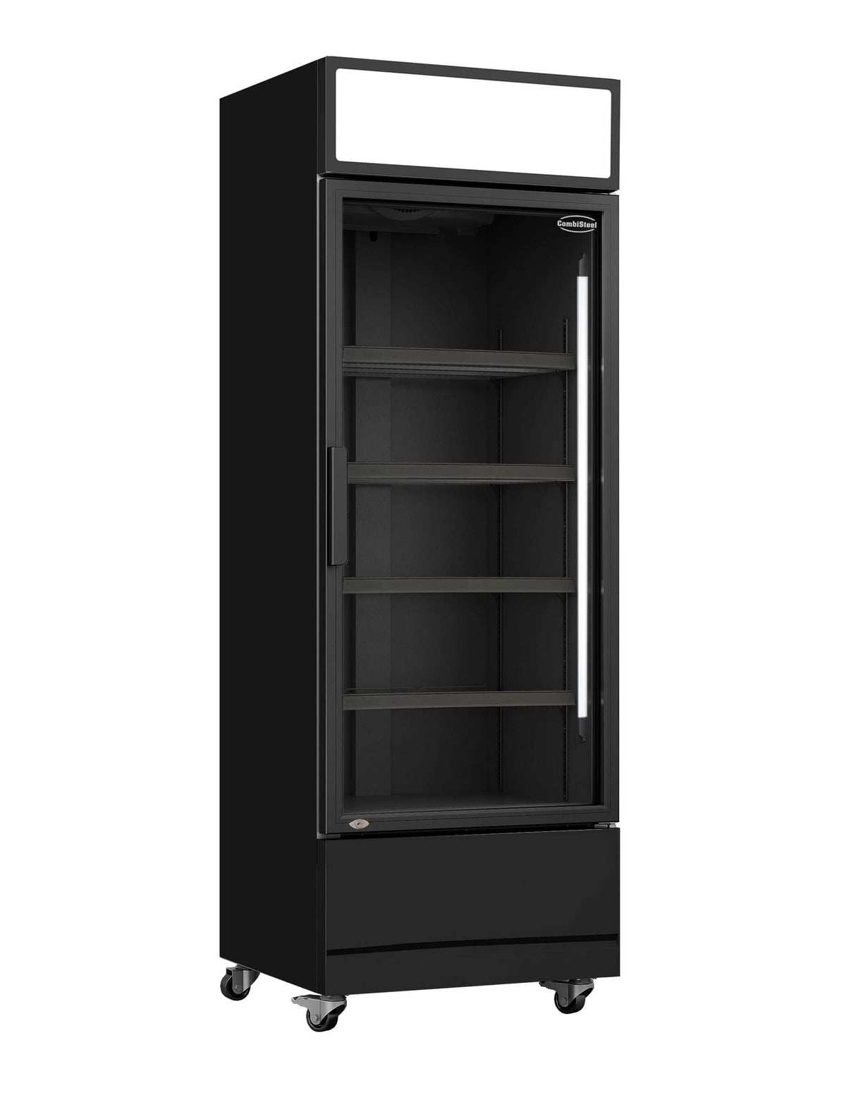 Combisteel Single Hinged Glass Door Bottle Fridge Merchandiser Black 360Ltr - 7455.2104 Upright Single Glass Door Chillers Combisteel