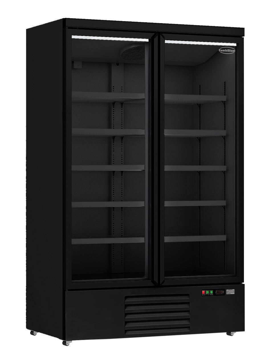 Combisteel JDE-1000R Black Double Glass Door Refrigerator – Commercial Display Fridge | 7455.2230 Upright Glass Door Fridges Combisteel
