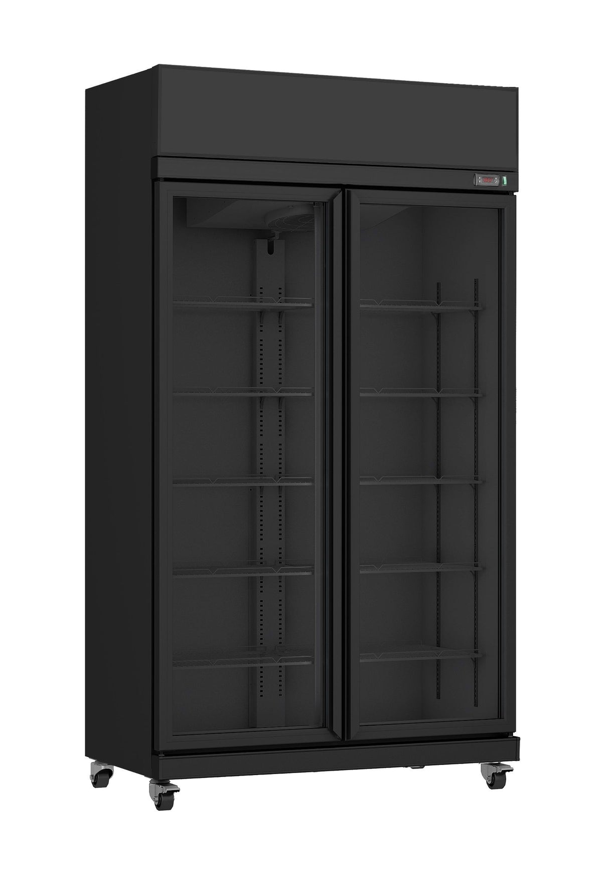 Combisteel Double Door Display Cooler Hinged – Commercial Supermarket Fridge with Merchandising Canopy | 7455.3150 Upright Glass Door Fridges Combisteel