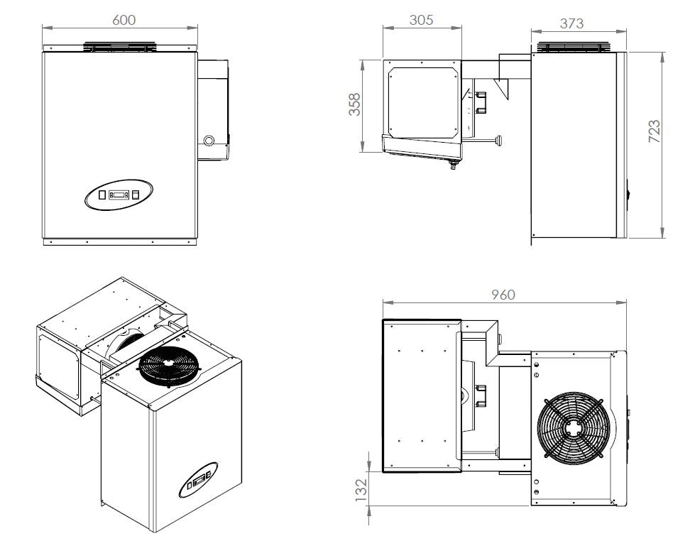 Combisteel Chiller Monoblock Refrigeration Unit Wall-Mounted Straddle Type | Capacity 9.1-13 m3 - 7489.0415 Cold & Freezer Room Refrigeration Units Combisteel