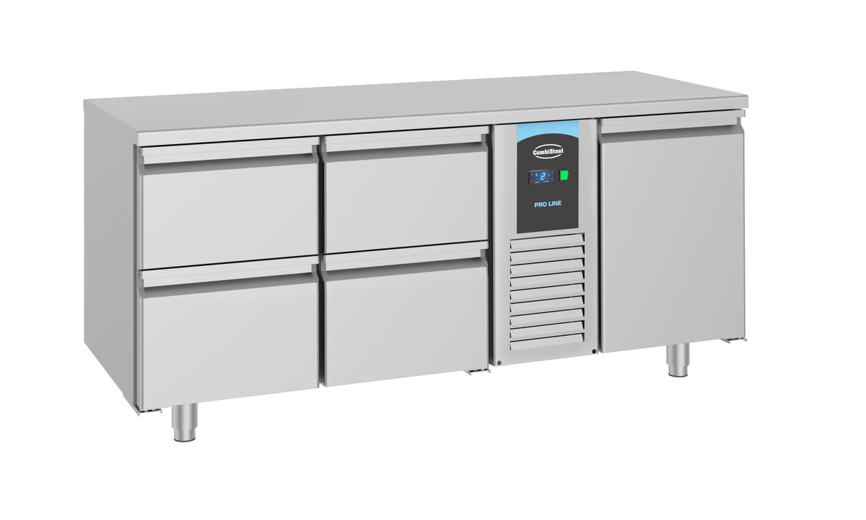 Combisteel 700 Refrigerated Counter 1 Door And 4 Drawers Monoblock - 7489.5365 Counter Fridges With Drawers Combisteel