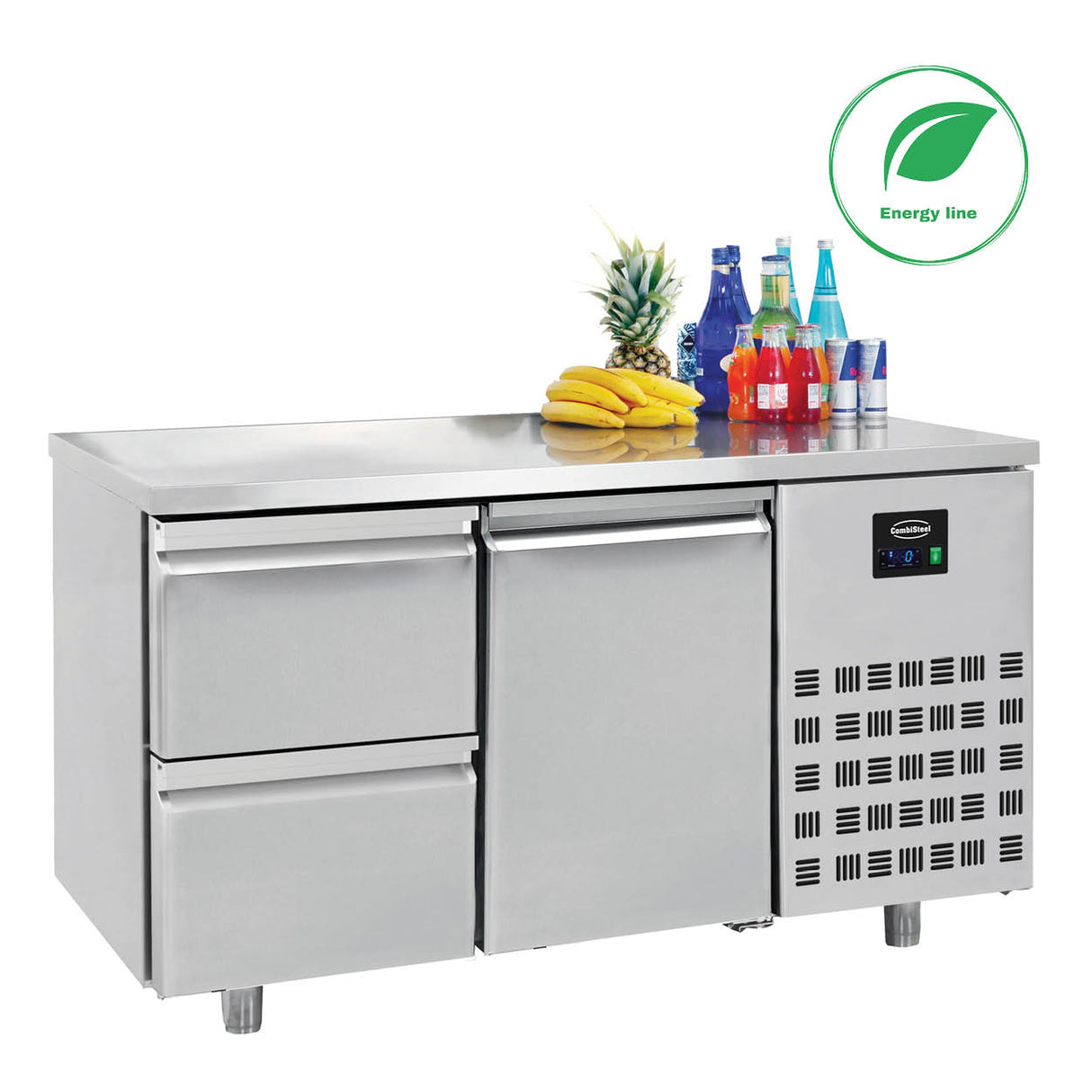 Combisteel 700 Refrigerated Counter 1 Door 2 Drawers - 7489.5515 Counter Fridges With Drawers Combisteel