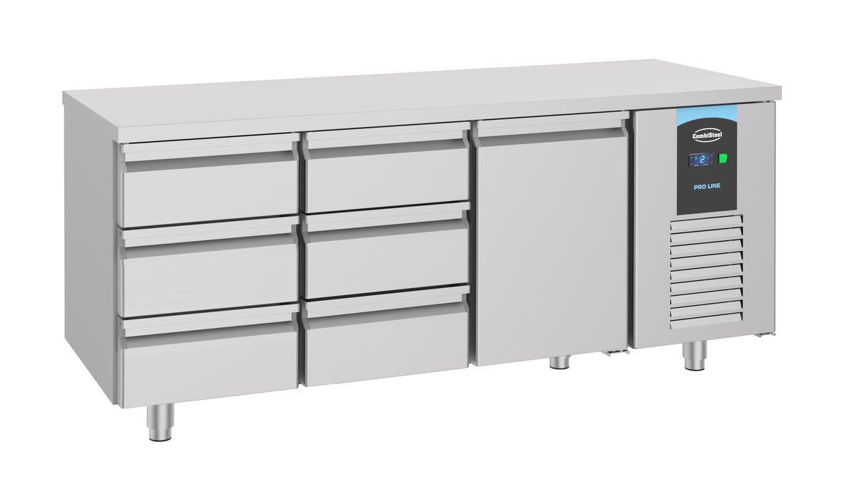 Combisteel 700 Refrigerated Counter 1 Door 6 Drawers - 7489.5565 Counter Fridges With Drawers Combisteel