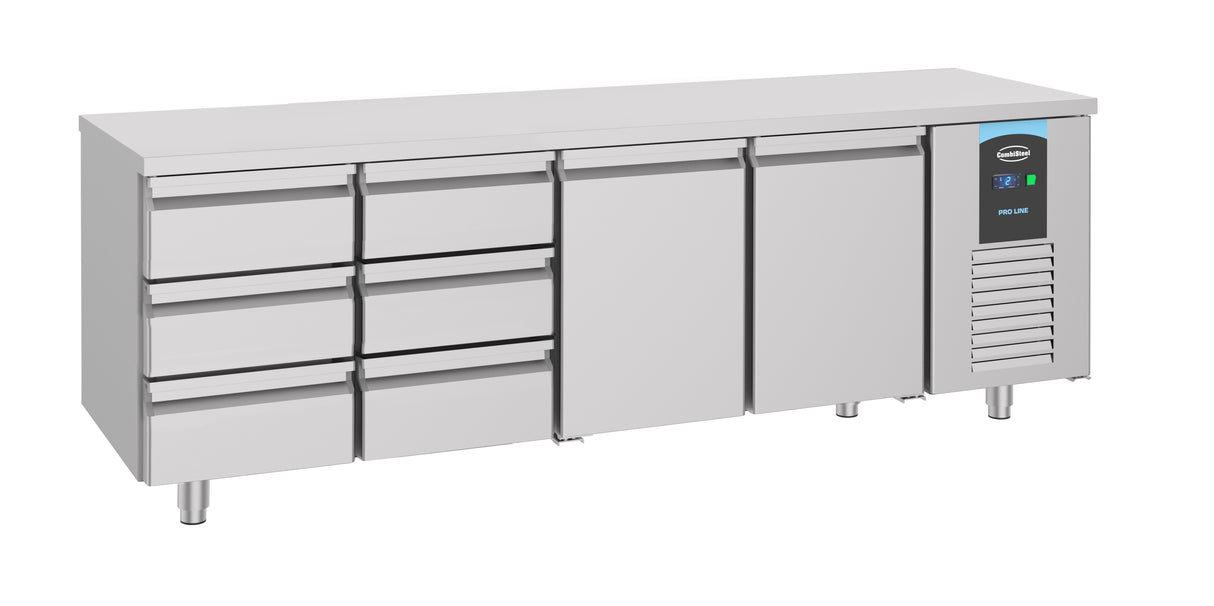 Combisteel 700 Refrigerated Counter 2 Doors 6 Drawers - 7489.5570 Counter Fridges With Drawers Combisteel