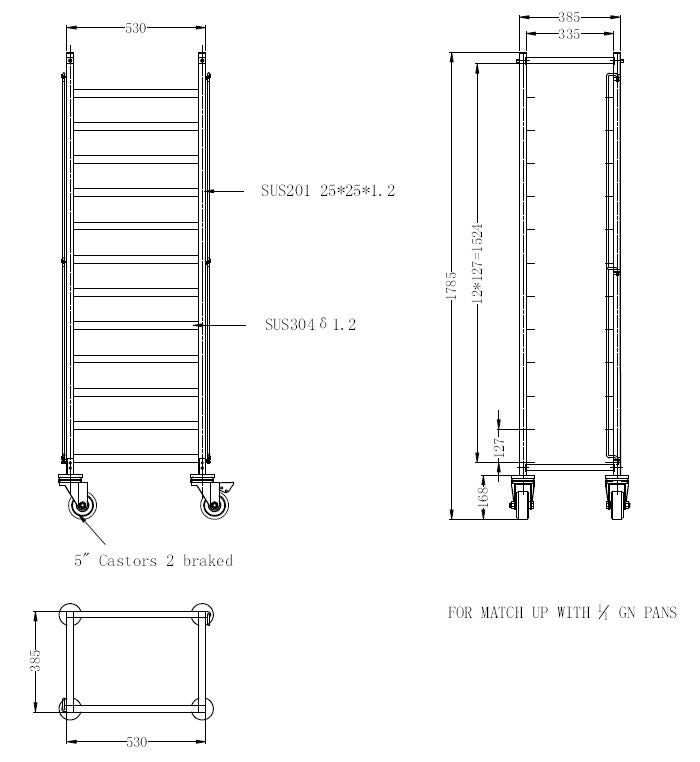 Combisteel Clearing Trolley Flat-Packed 1/1GN - 7490.0260 GN Trolley Combisteel