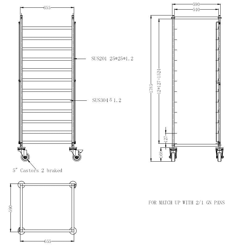 Combisteel Clearing Trolley Flat-Packed 2/1GN - 7490.0265 GN Trolley Combisteel