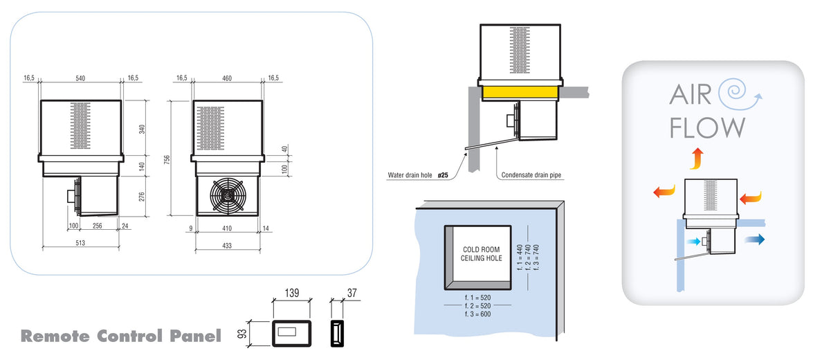 Combisteel Chiller Monoblock Refrigeration Unit Roof-Top Ceiling Mounted | Capacity 6-10.4 m3 - 7492.0040 Cold & Freezer Room Refrigeration Units Combisteel