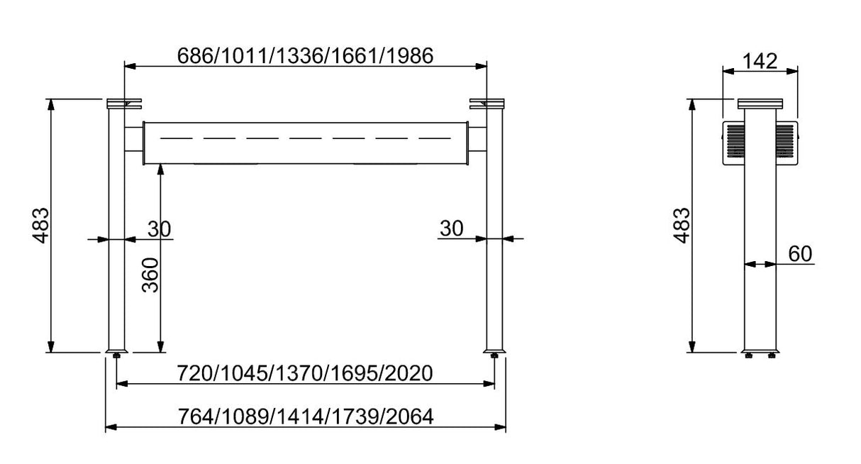 Combisteel Lighting Bar With Ceramic Heating Gantry 2/1 | 7495.0470 Heated Gantry Chef's Rack Combisteel