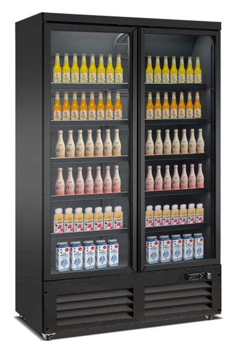 Combisteel Refrigerator 2 Glass Doors Black Ceb-1200R Bl | 7526.0105 Upright Glass Door Fridges Combisteel